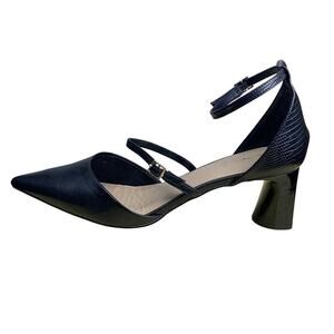 Aldo Women’s Collette Black Faux Leather Pointed Toe Ankle Strap Heels Size 11